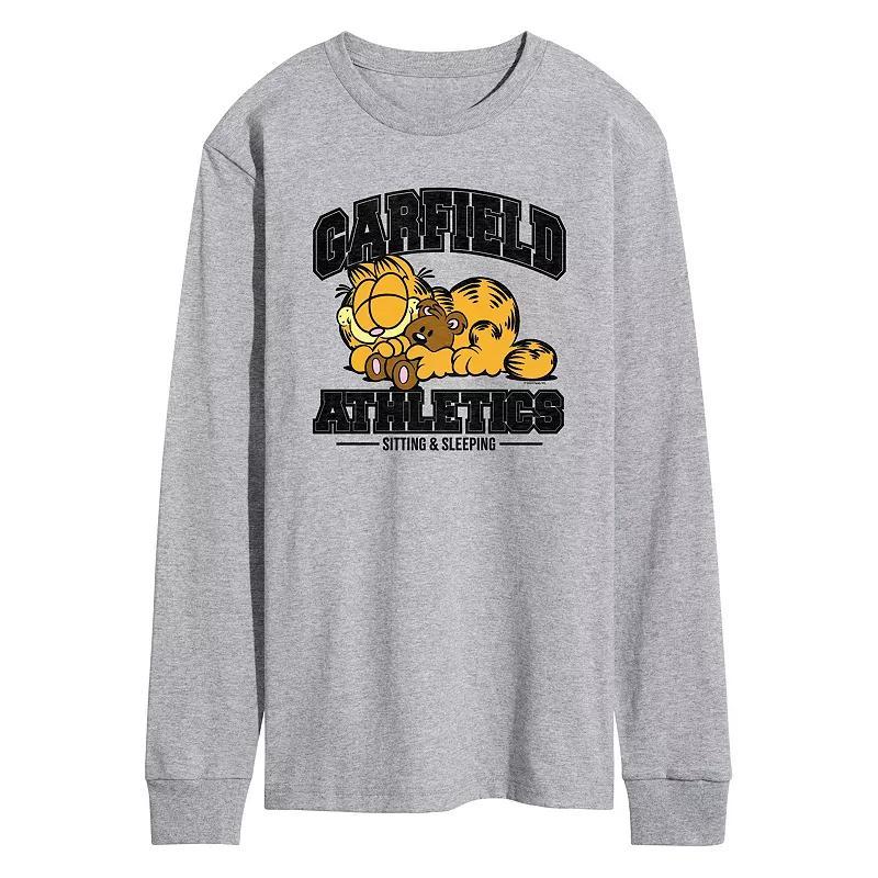 Mens Garfield Sleeping Athletics Long Sleeve Graphic Tee Grey Gray Product Image