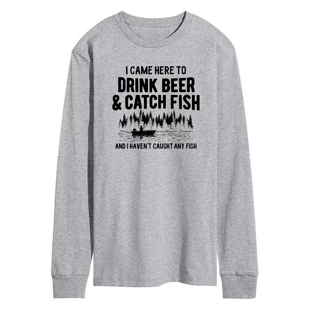 Mens Drink Beer And Catch Fish Long Sleeve Graphic Tee Product Image