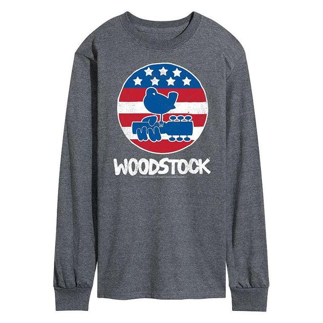 Mens Woodstock Americana Long Sleeve Graphic Tee Dark Grey Product Image