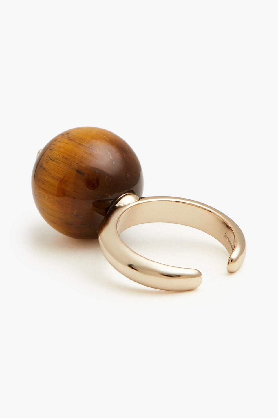 Goldfarbener Ring Mit Quarz In Brown Product Image