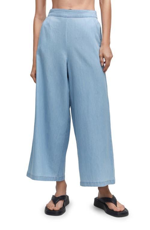MANGO - 100% cotton culotte pants  light blue - L - Women Product Image