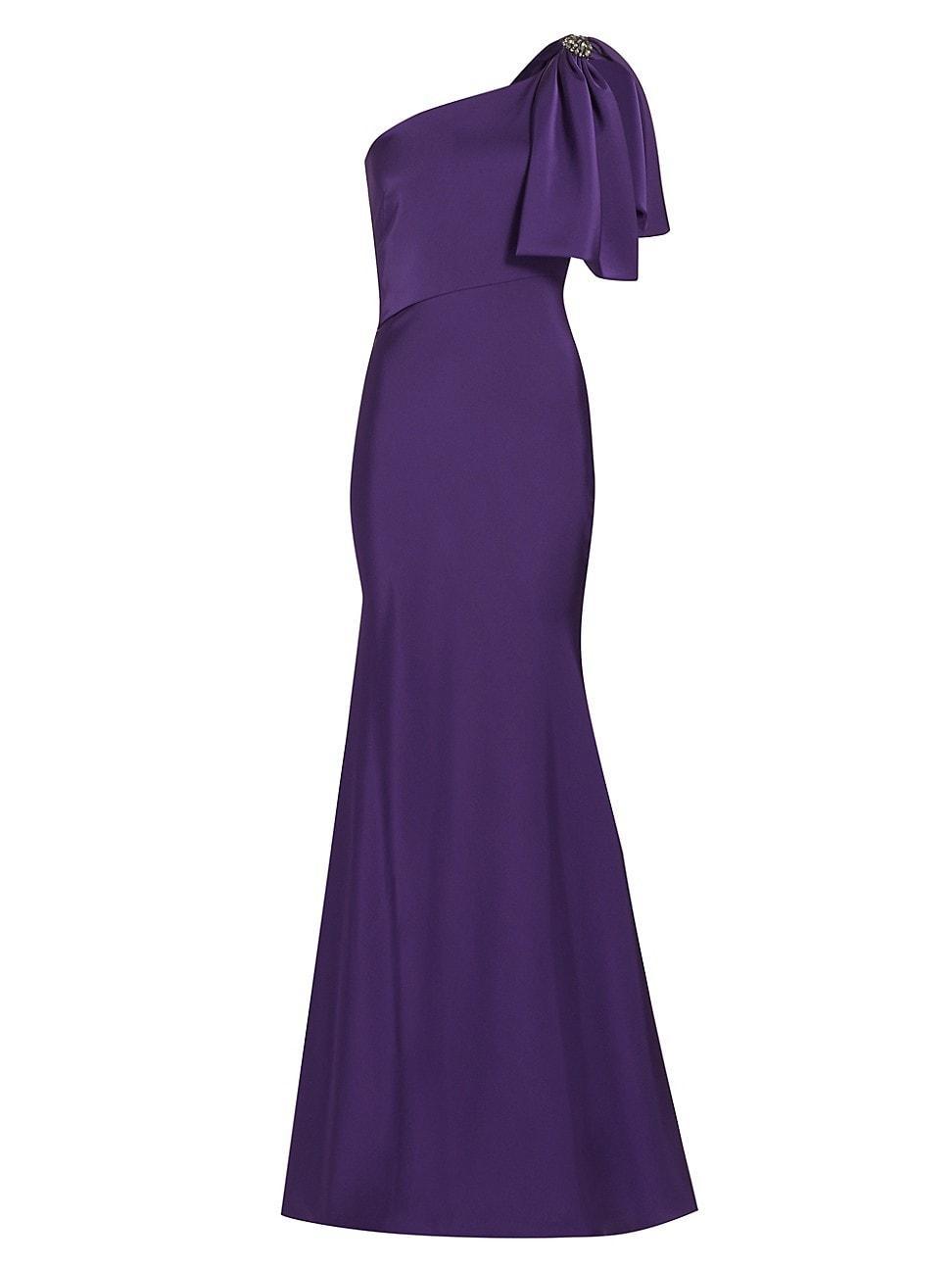 Womens Aubrey Satin One-Shoulder Sheath Gown Product Image