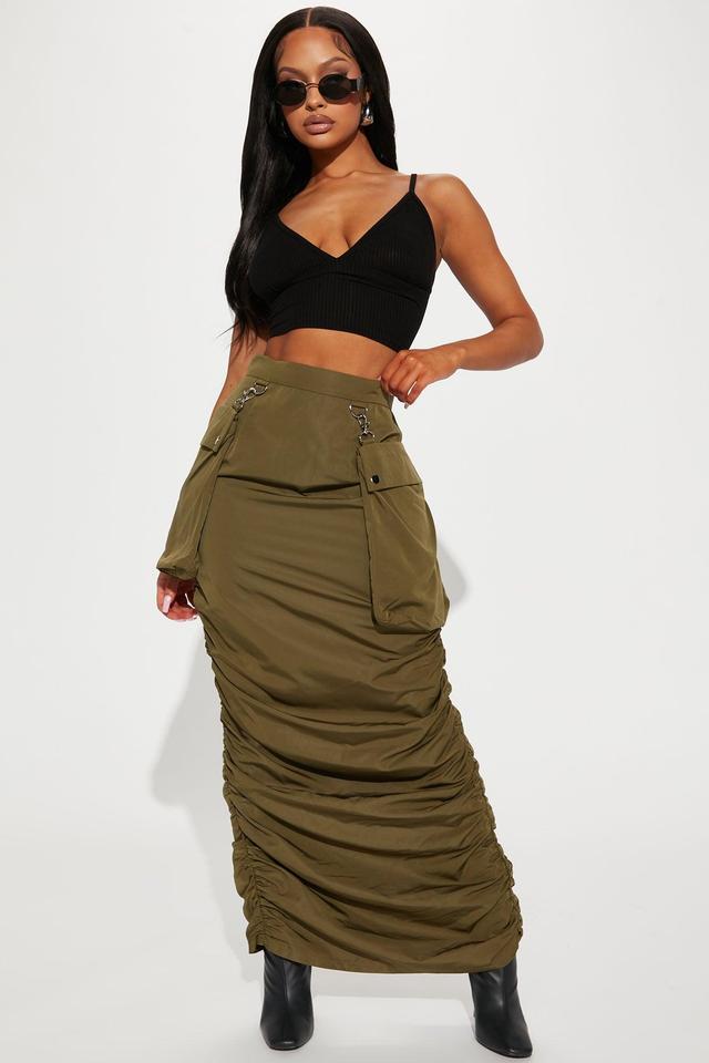 Myra Utility Maxi Skirt - Olive Product Image