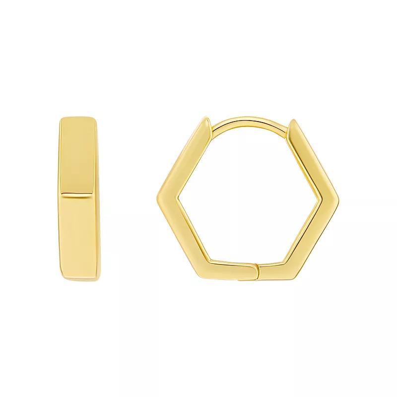 PRIMROSE 18k Gold Vermeil Polished Hexagon Hoop Earrings, Womens Product Image