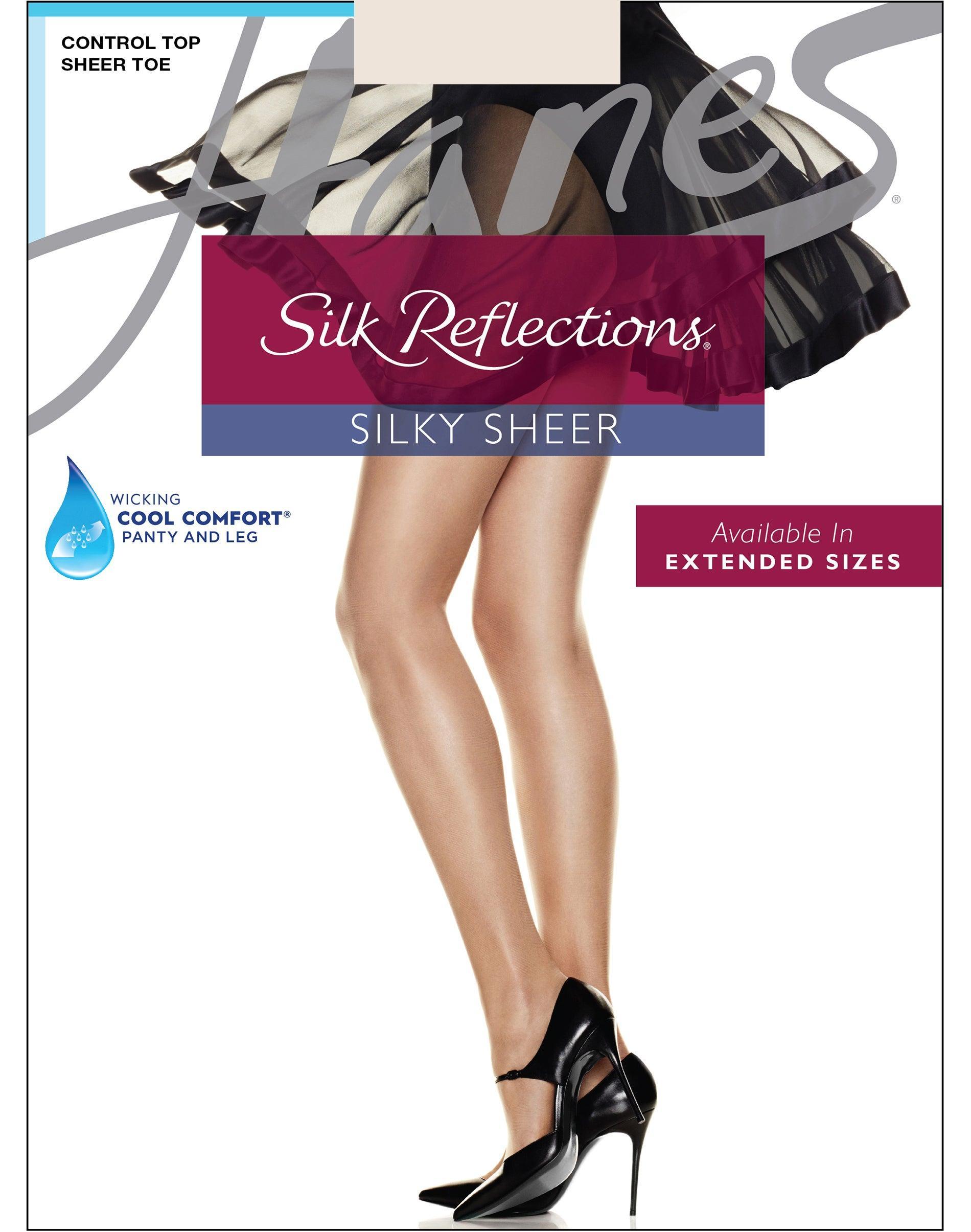 Hanes Silk Reflections Control Top Pantyhose with Sheer Toe Quicksilver CD Womens Product Image