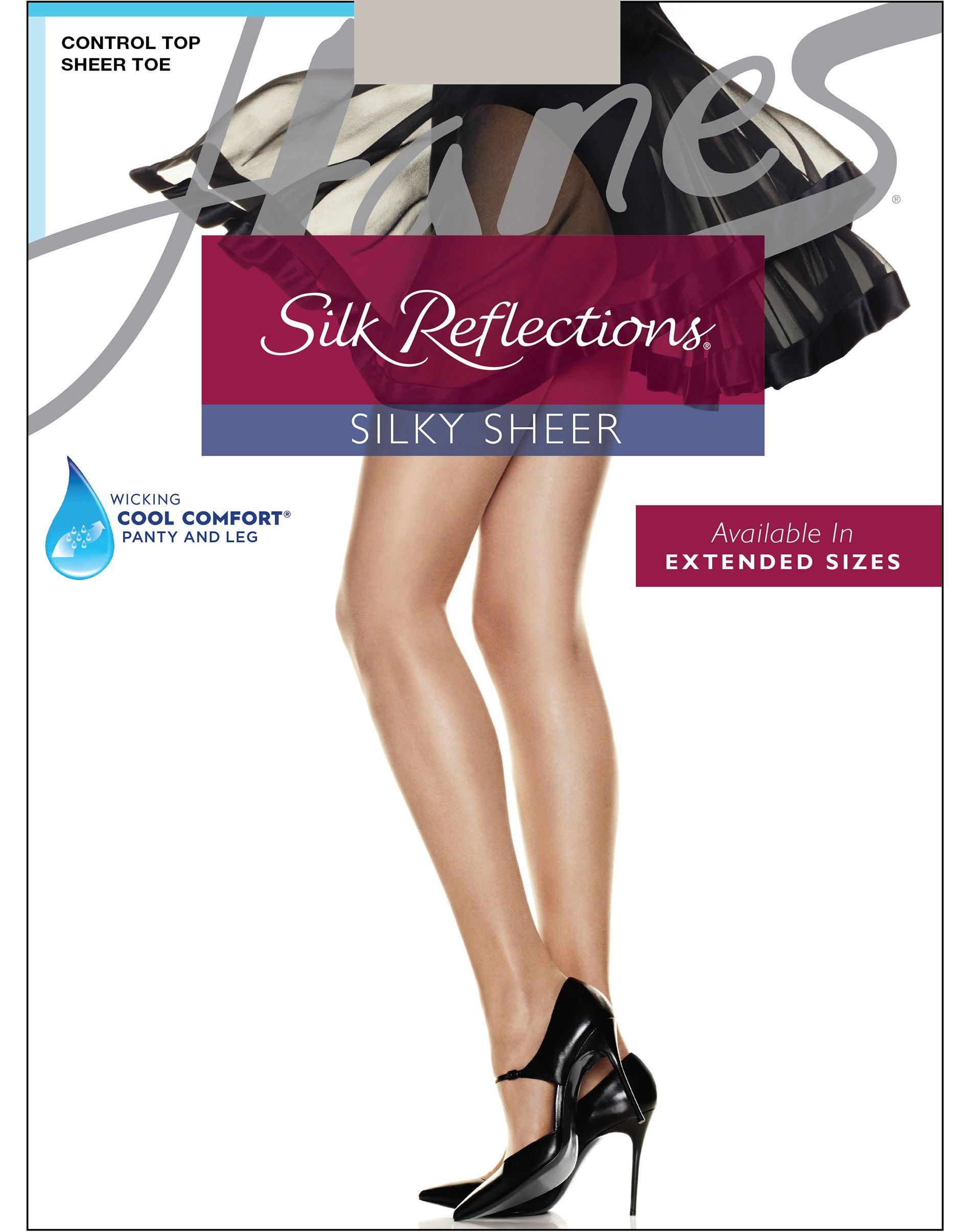 Hanes Silk Reflections Control Top Pantyhose with Sheer Toe Classic Navy CD Womens Product Image