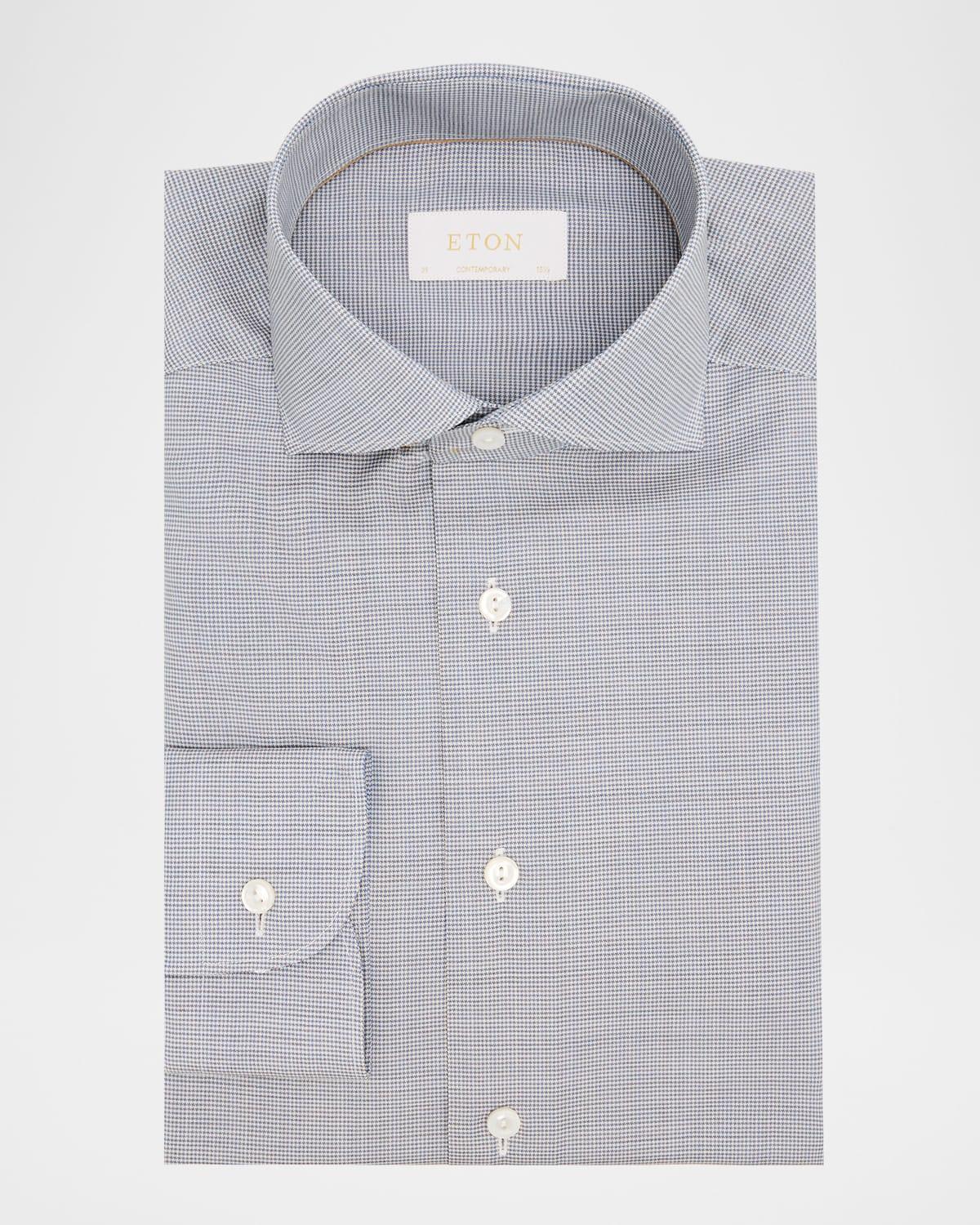 Men's Elevated Merino Wool Houndstooth Contemporary-Fit Dress Shirt Product Image