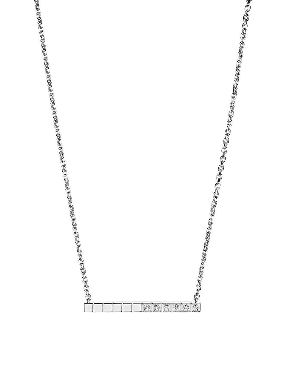 Womens Ice Cube Diamond & 18K White Gold Pendant Necklace Product Image