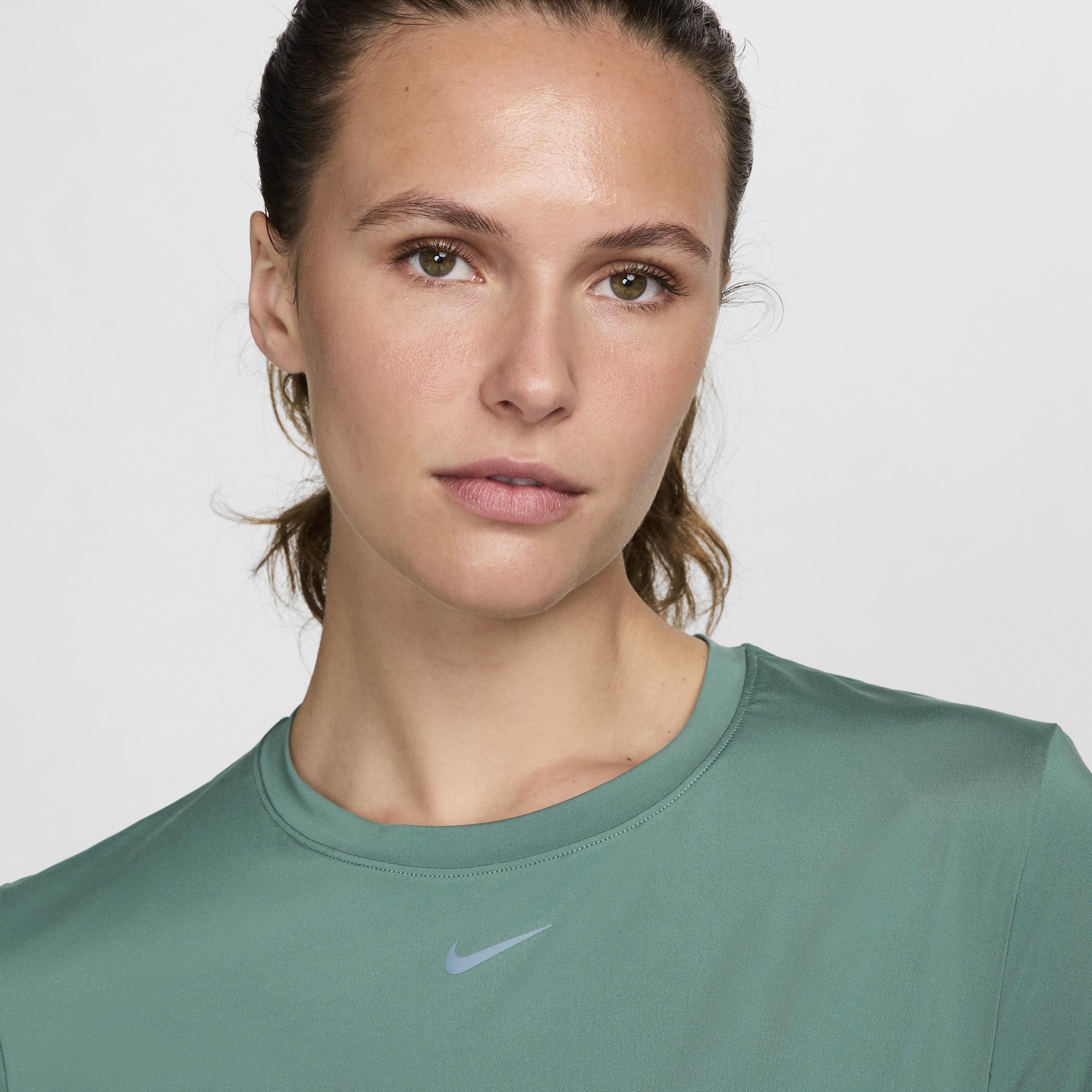 Womens Nike One Dri-FIT Crop Short Sleeve Top Brown Product Image