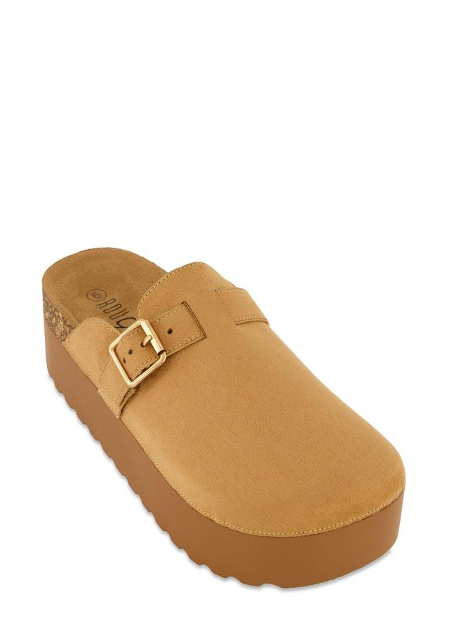 Womens Buckle Detail Platform Clogs Product Image