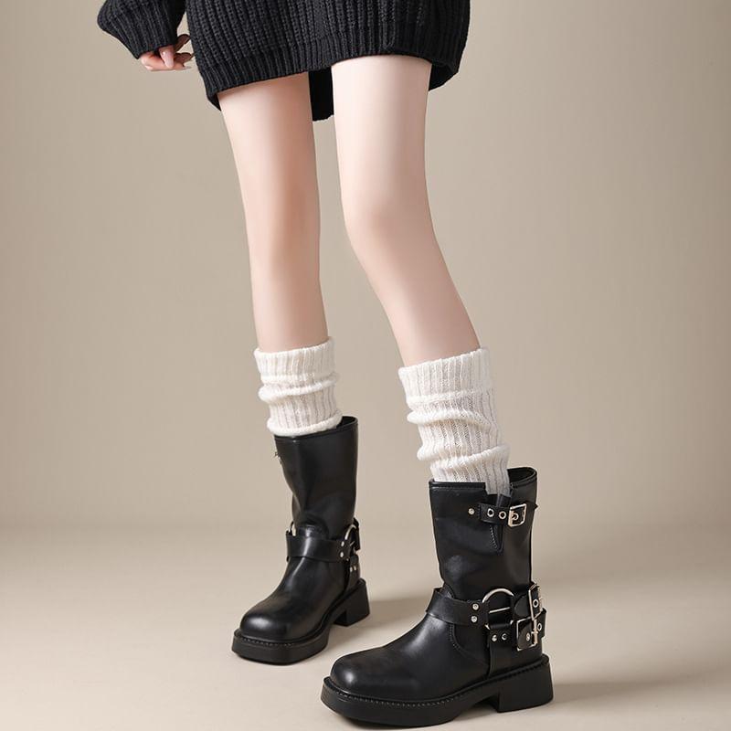 Plain Ribbed Knit Leg Warmers Product Image