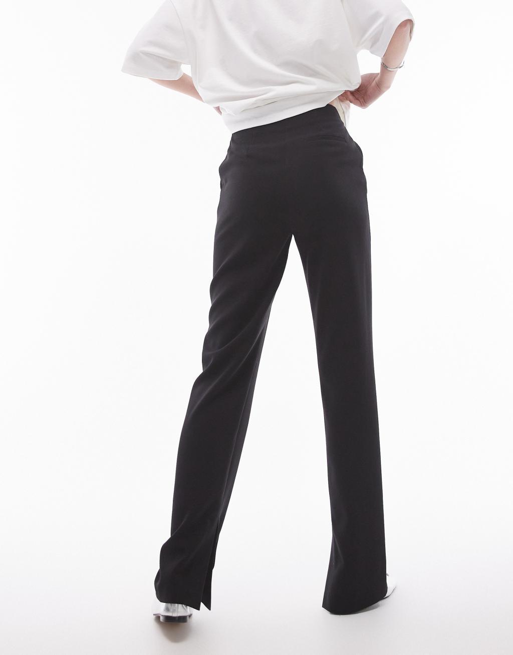 Topshop Tall basic split pants in black Product Image