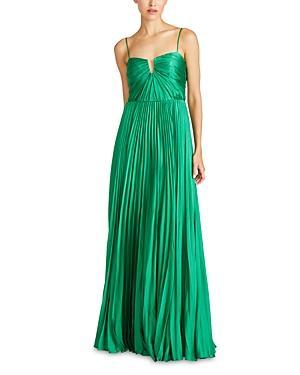 ML Monique Lhuillier Helena Pleated Satin Gown Product Image