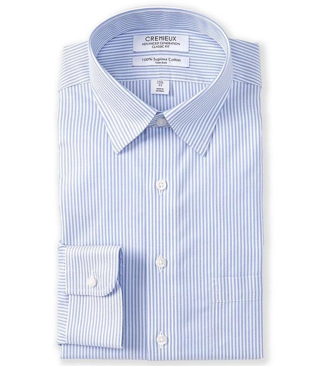 Cremieux Classic Fit Non-Iron Spread Collar Royal Oxford Bengal Stripe Dress Shirt Product Image