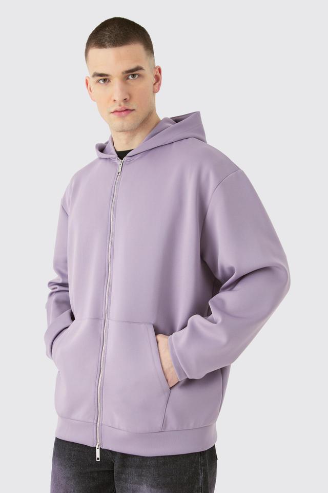 Mens Purple Tall Oversized Zip Through Scuba Hoodie, Purple Product Image