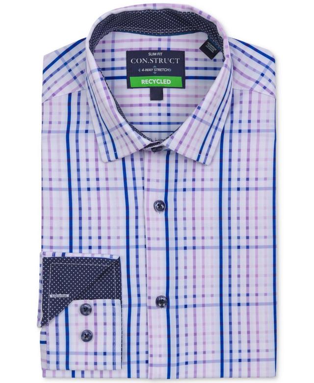 Mens Recycled Slim Fit Plaid Performance Stretch Cooling Comfort Dress Shirt Product Image