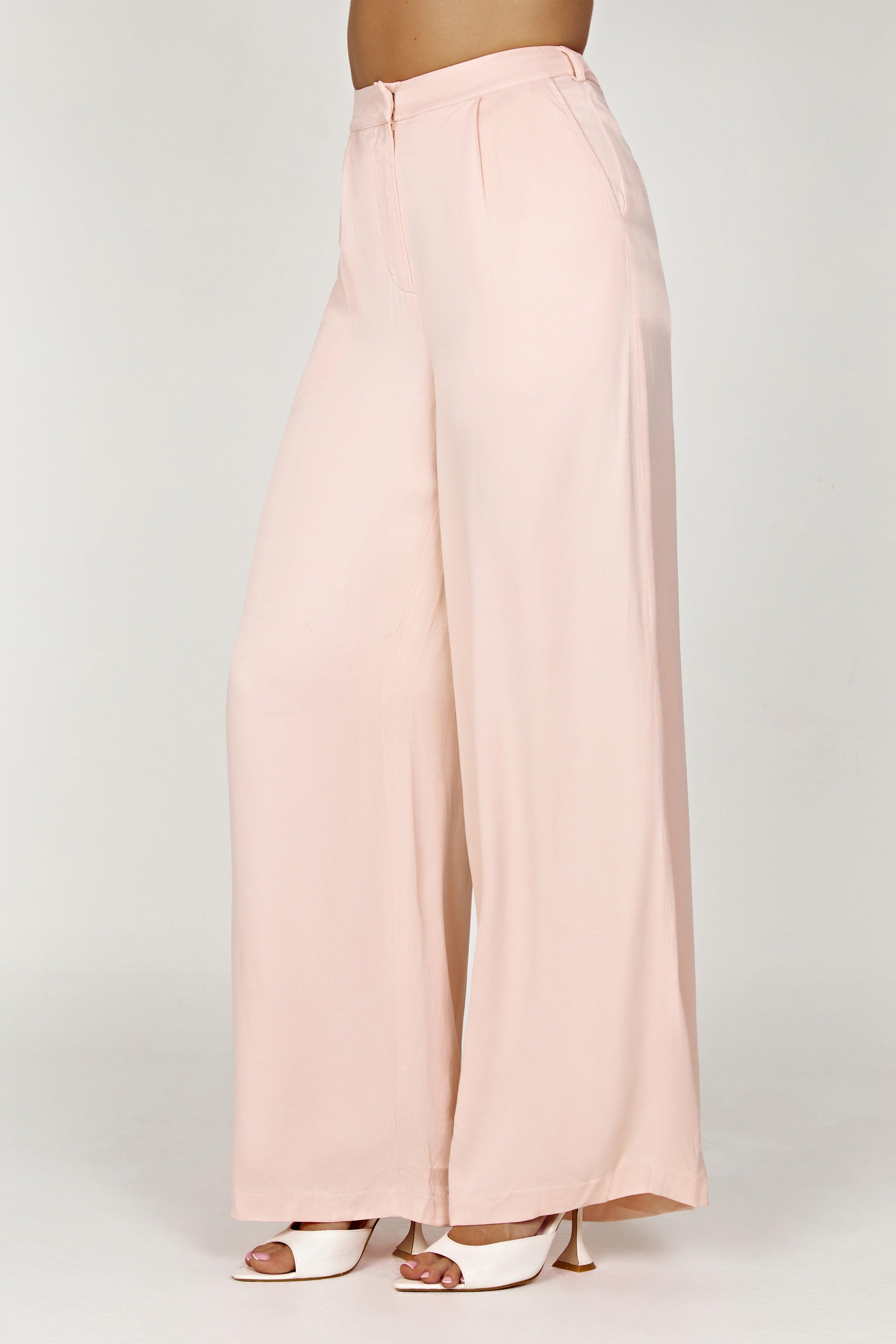 Nour Satin Wide Leg Pant - Apricot Product Image