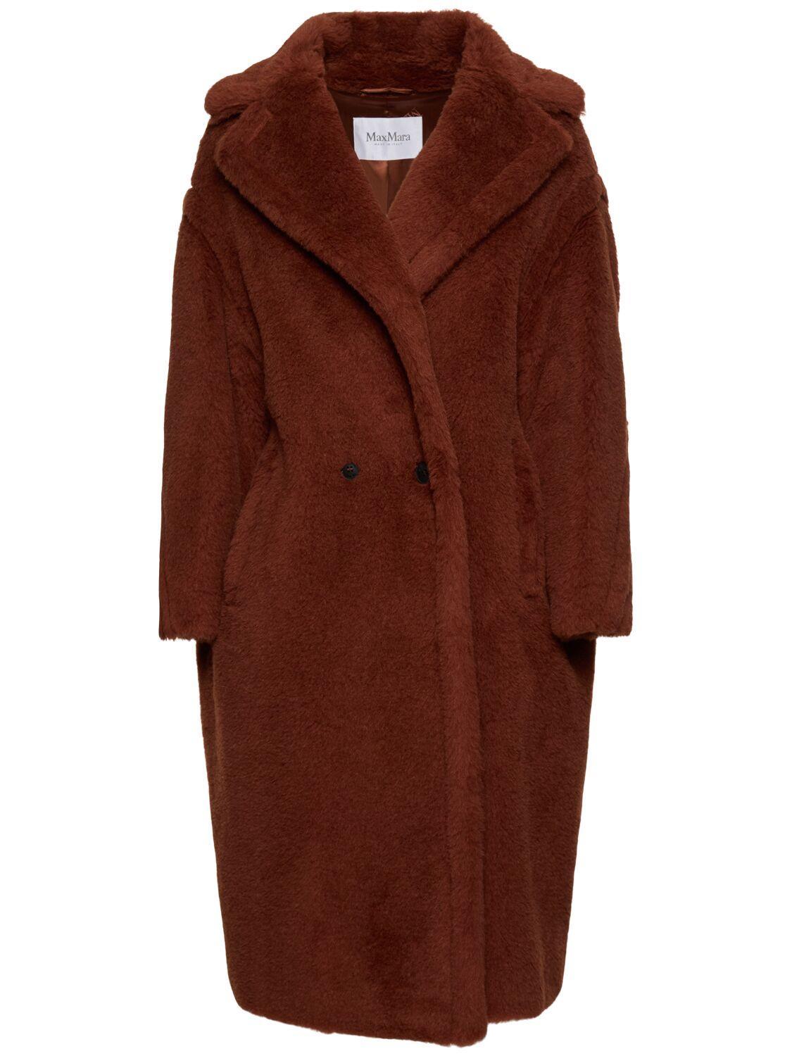 MAX MARA Tedgirl Alpaca Blend Long Coat In Burgundy Product Image