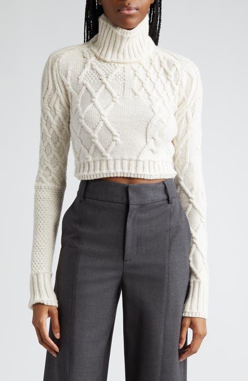 MONSE Cutout Cable Knit Crop Merino Wool Turtleneck Sweater product image