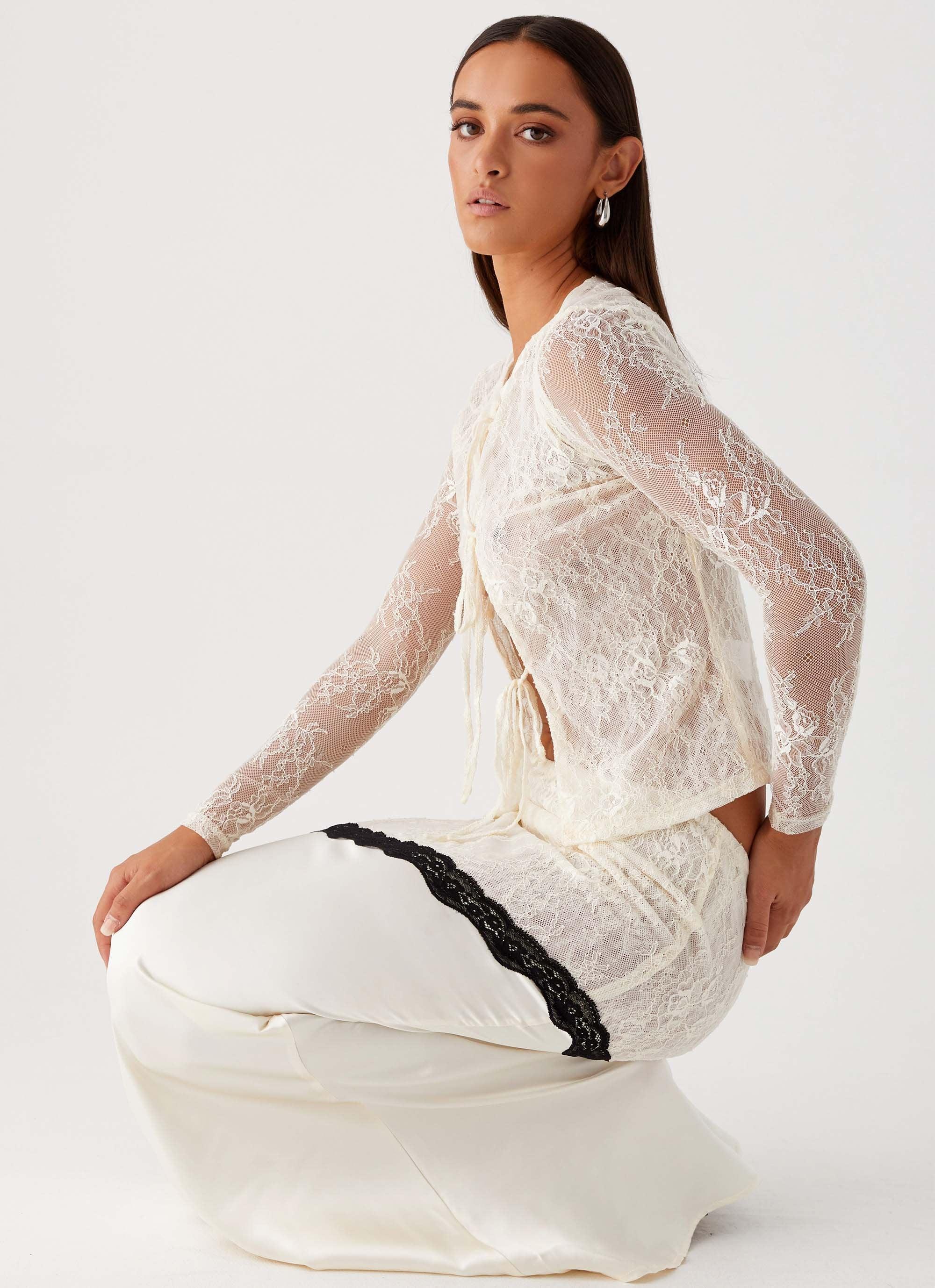 Duet Long Sleeve Top - Ivory Product Image