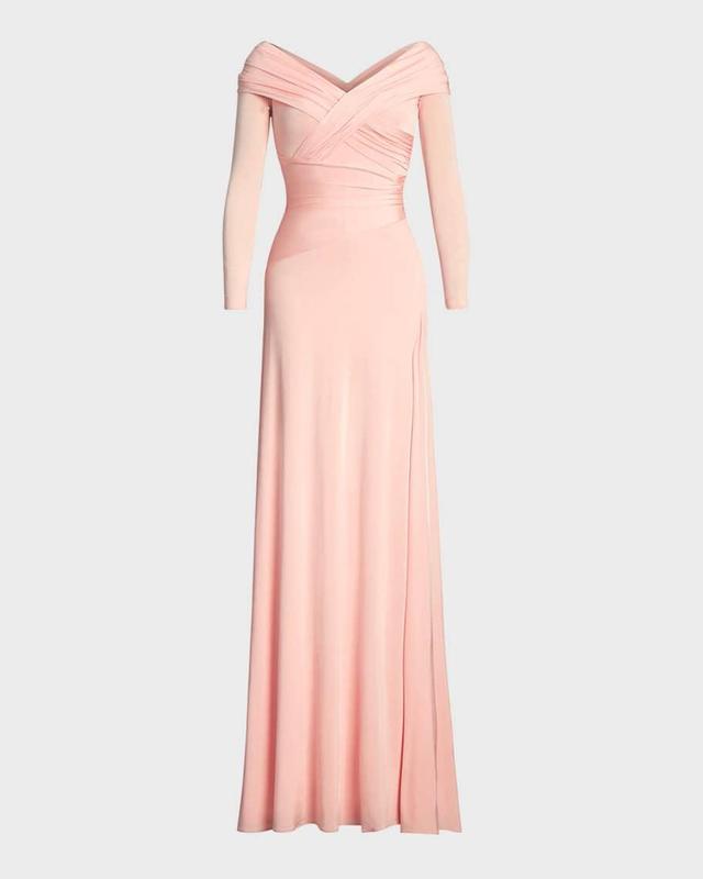 Off-Shoulder Wrap Column Gown Product Image