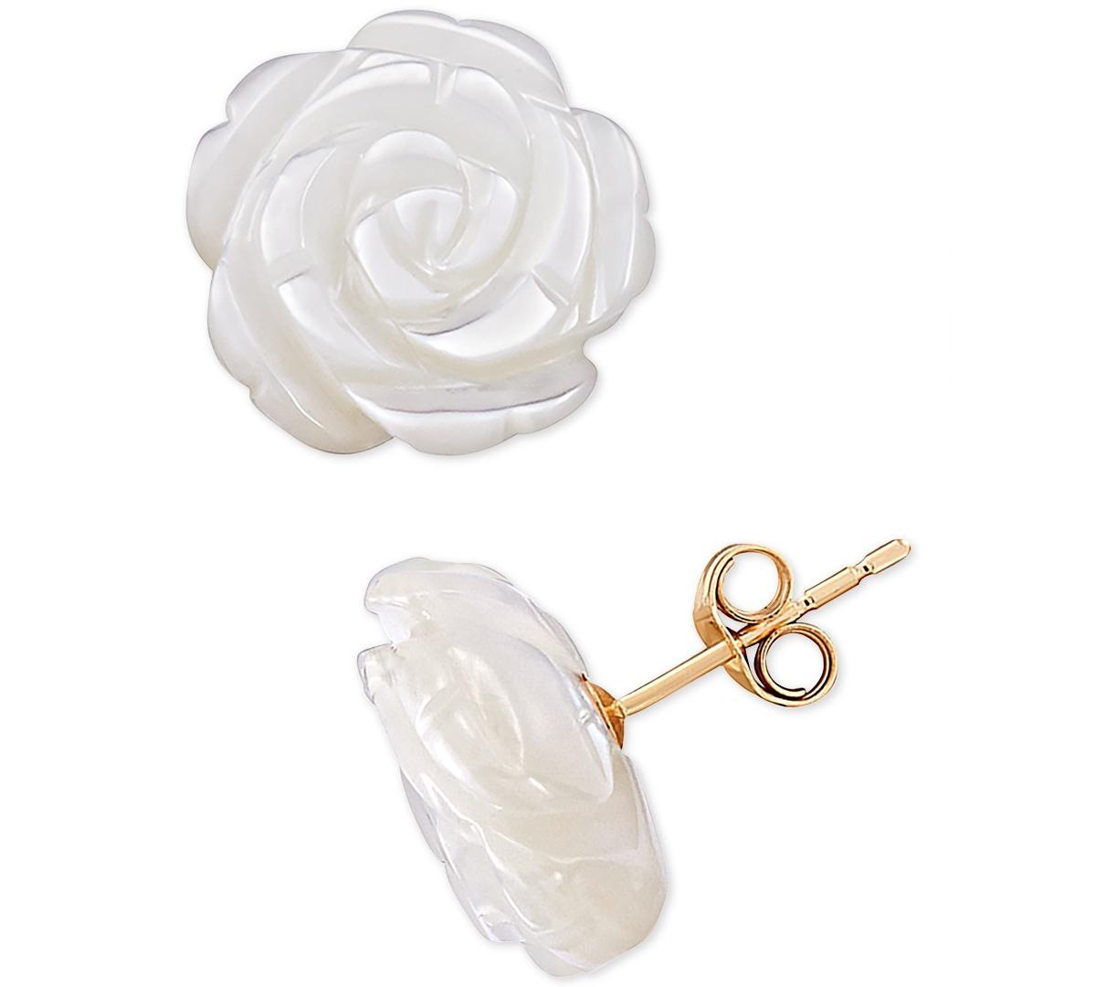 Unbranded 10k Gold Mother-of-Pearl Flower Stud Earrings, Women's, White - Size: One Size Product Image