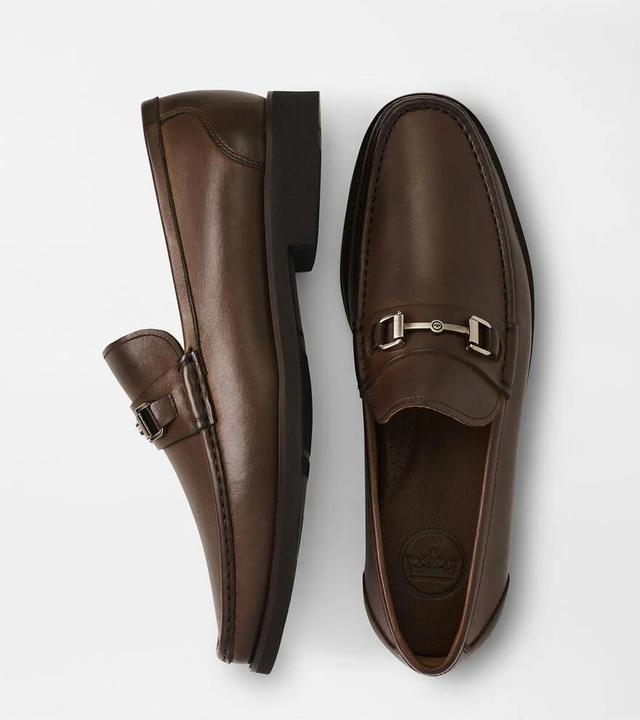 Peter Millar Mens Leather Bit Loafer | Color: Brown | Size: 15 Product Image