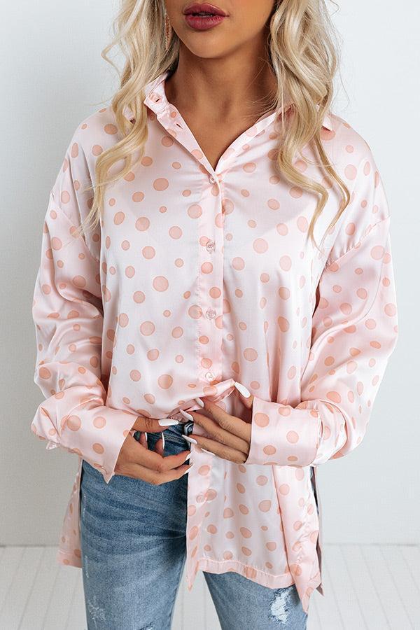 Busy In The City Polka Dot Top in Pink Product Image