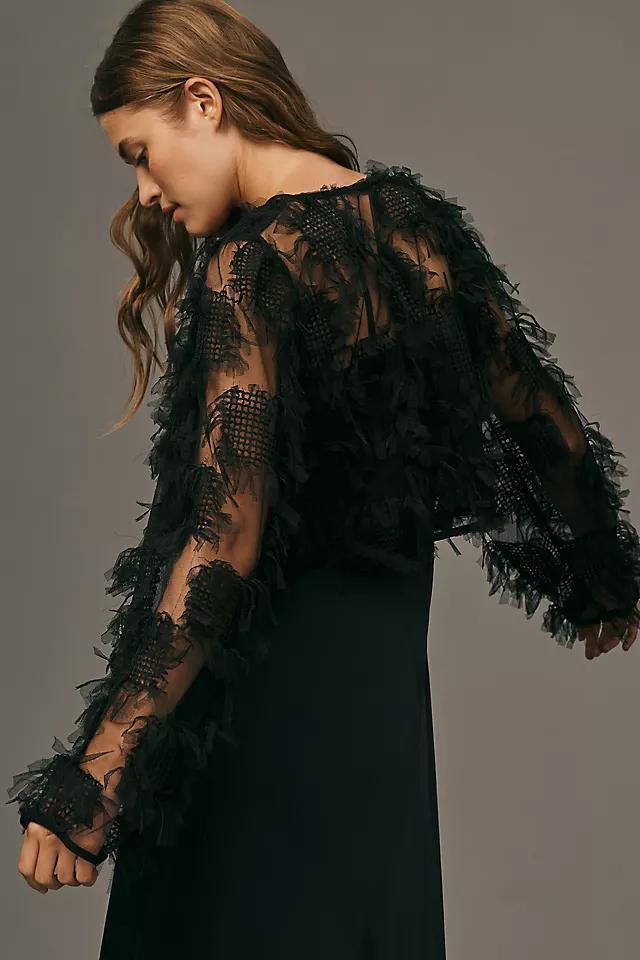 By Anthropologie Long-Sleeve Embellished Sheer Top Product Image