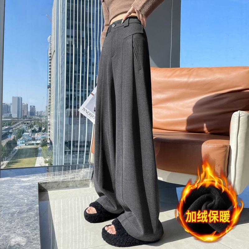 High-Rise Loose Fit Straight Leg Slacks Product Image