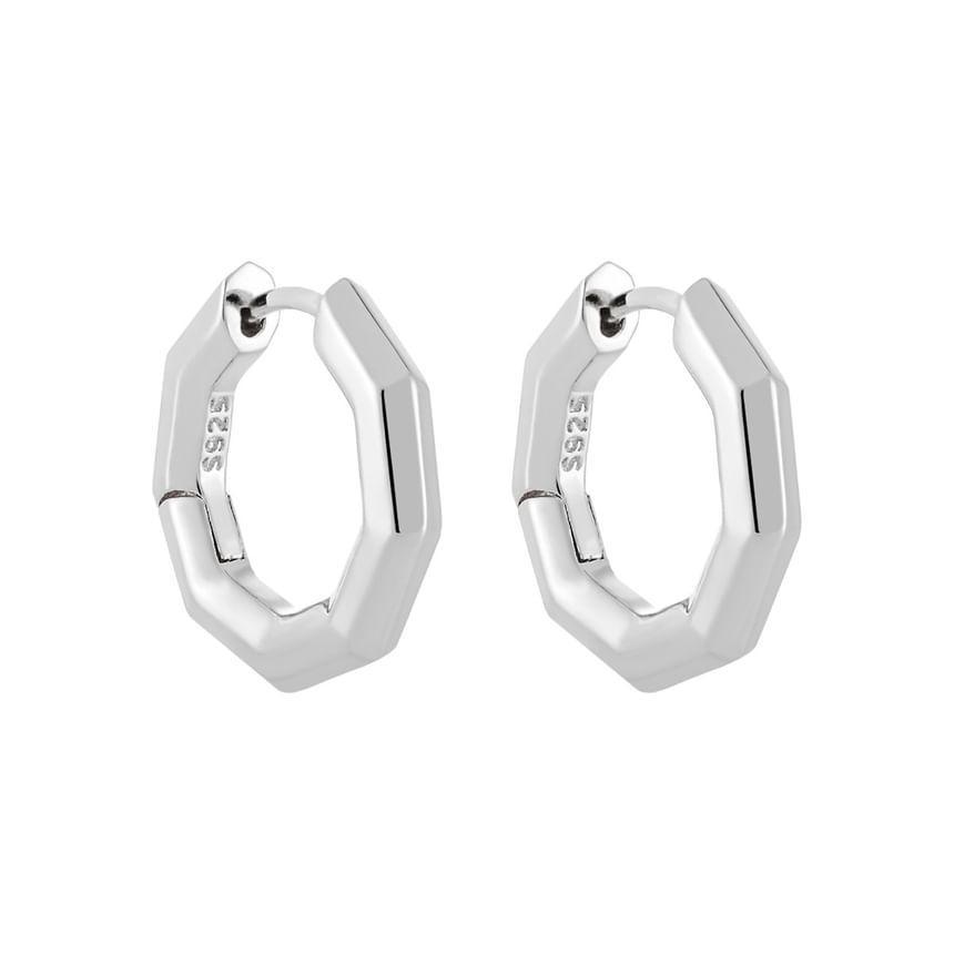 925 Sterling Silver Geometric Huggie Earring Product Image