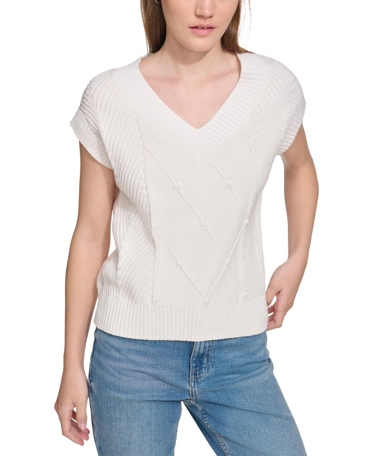 Calvin Klein Jeans Womens Extended-Shoulder Cable-Knit Vest Product Image