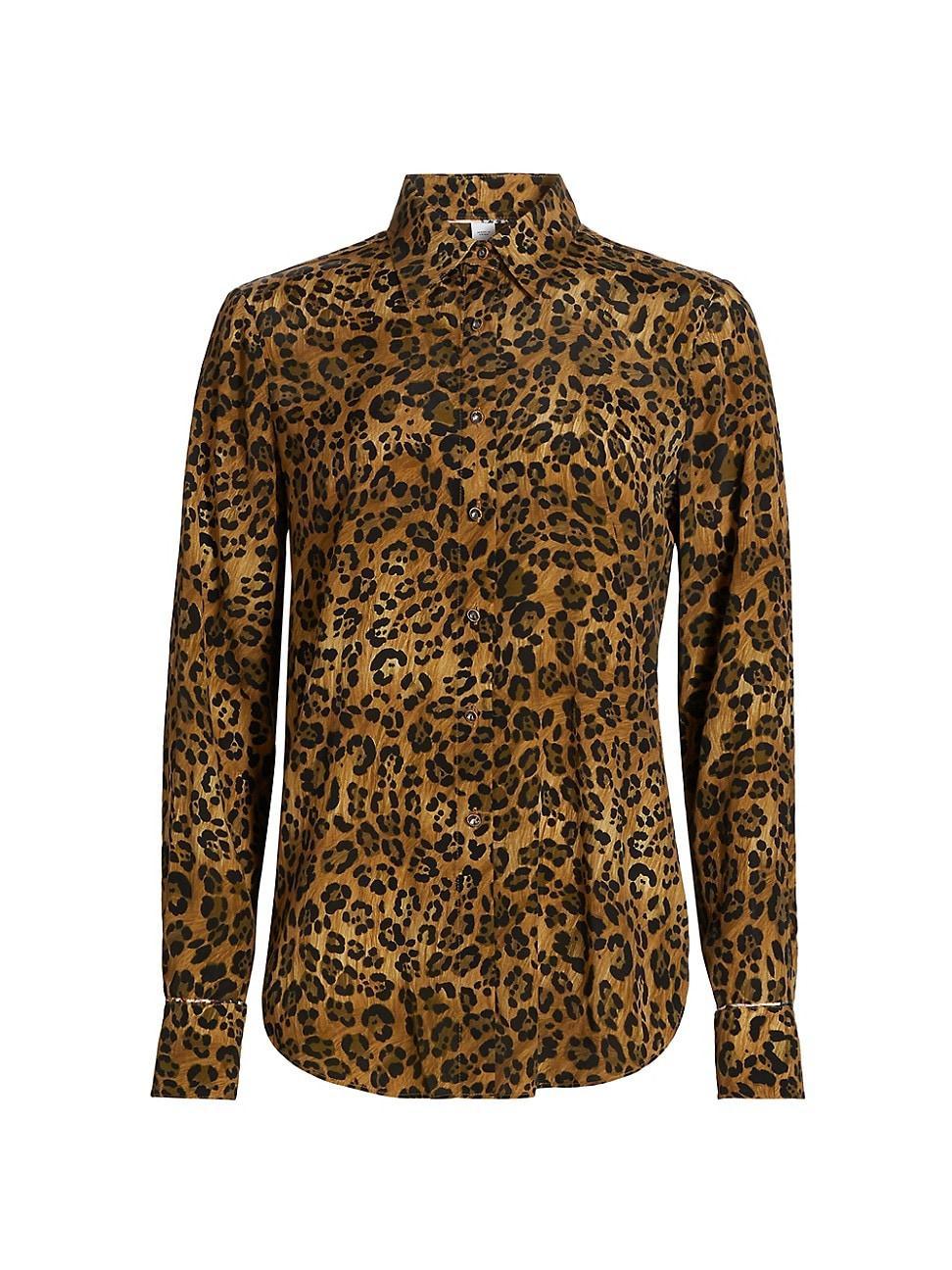 Womens Gabriela Leopard Print Long-Sleeve Shirt Product Image