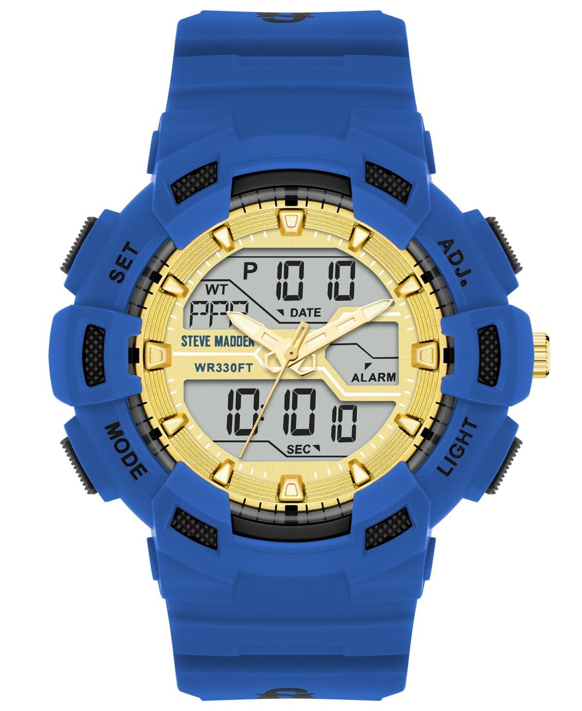 Steve Madden Womens Blue Digital Sport Silicone Band Watch, 51mm - Blue Product Image