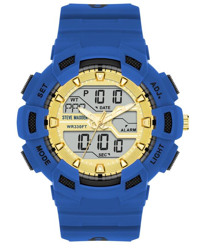 Steve Madden Womens Blue Digital Sport Silicone Band Watch, 51mm - Blue Product Image