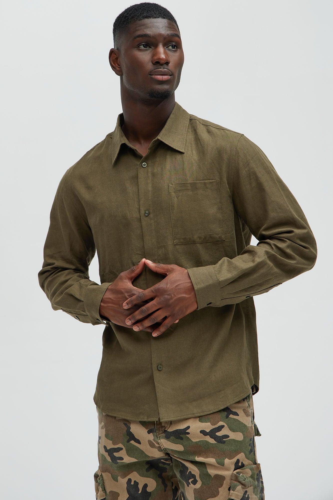 Bahamas Linen Long Sleeve Shirt - Olive Product Image