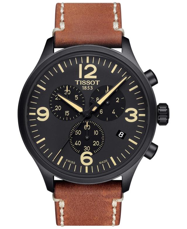 Tissot Men's Stainless Steel Swiss Chrono X-Large Brown Leather Strap Watch Product Image