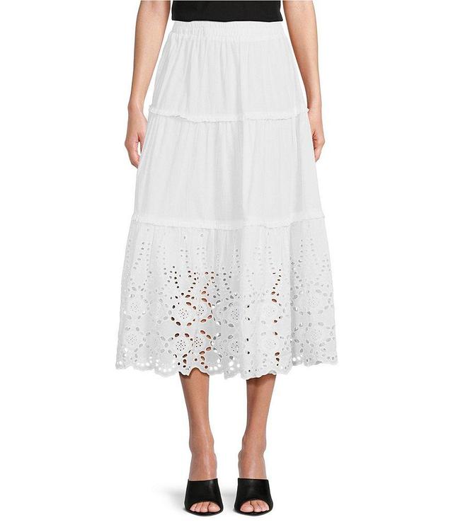 Calessa Embroidered Tiered Skirt Product Image