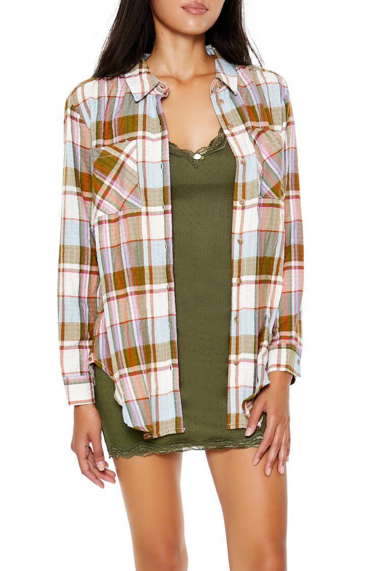 Plaid Curve-Hem Shirt | Forever 21 Product Image