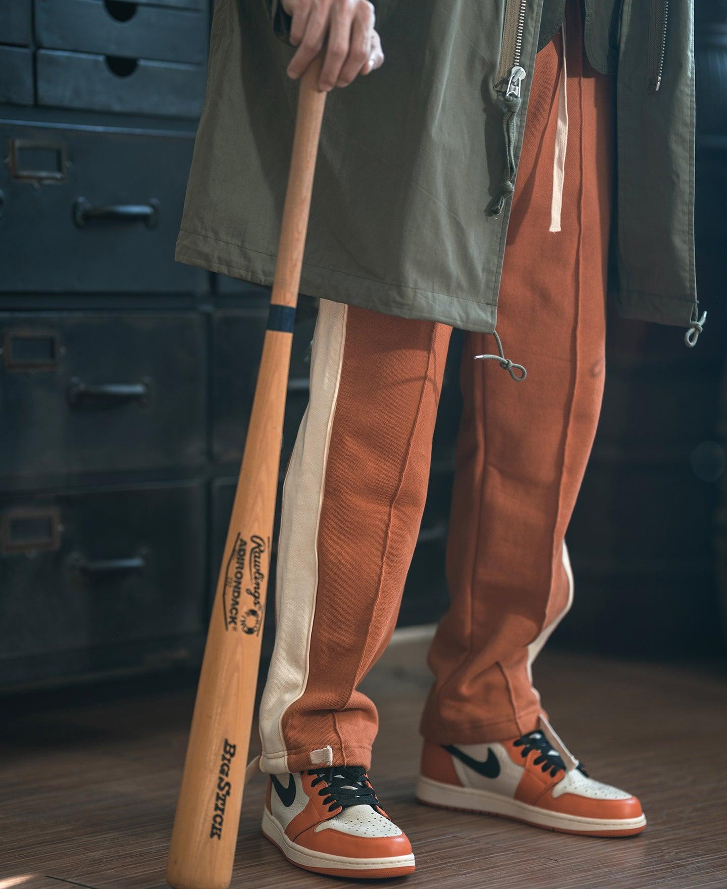 Classic Straight-Leg Striped Logo-Embroidered Cotton-Terry Sweatpants - Orange Product Image