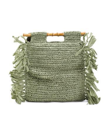 Straw Casey Bamboo Handle Bag For Women Product Image