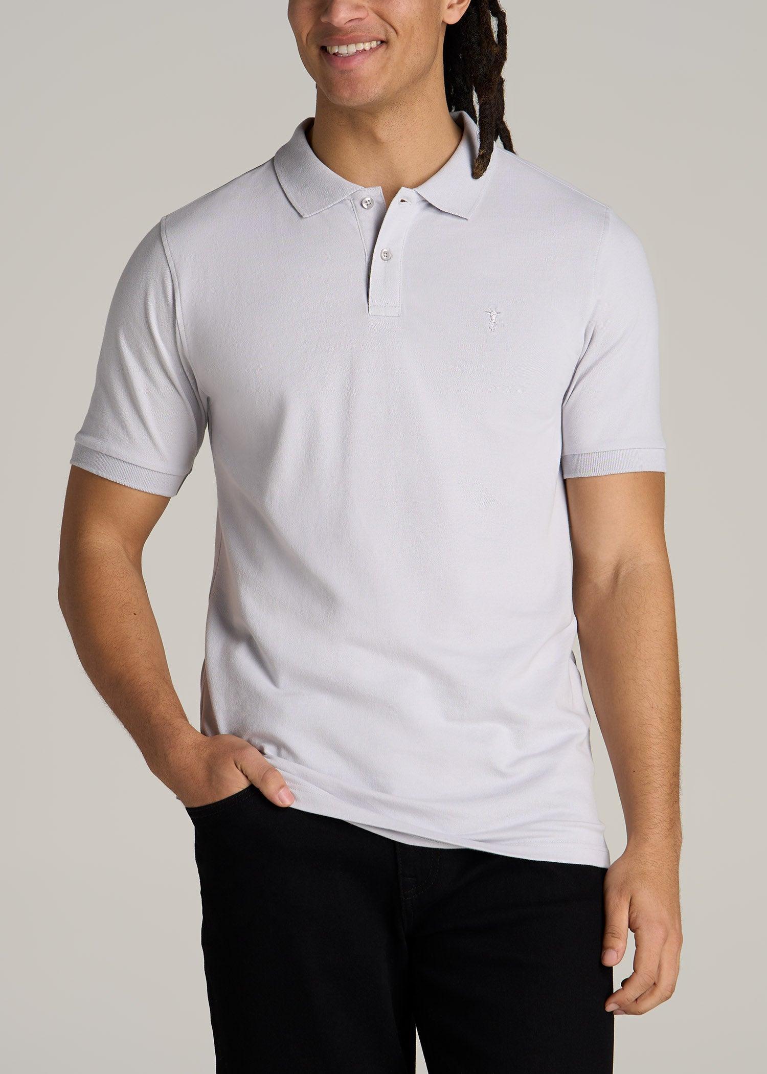 Men's Tall Classic Polo with Embroidered Logo in Bright White Male Product Image