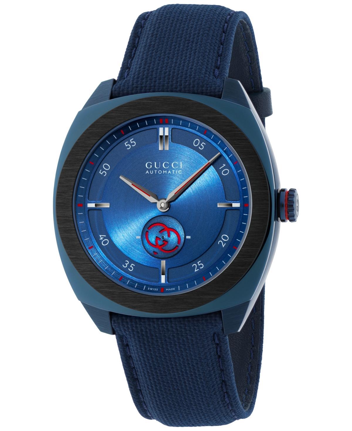 Gucci Mens Swiss Automatic Interlocking Blue Rubber Strap Watch 41mm Product Image