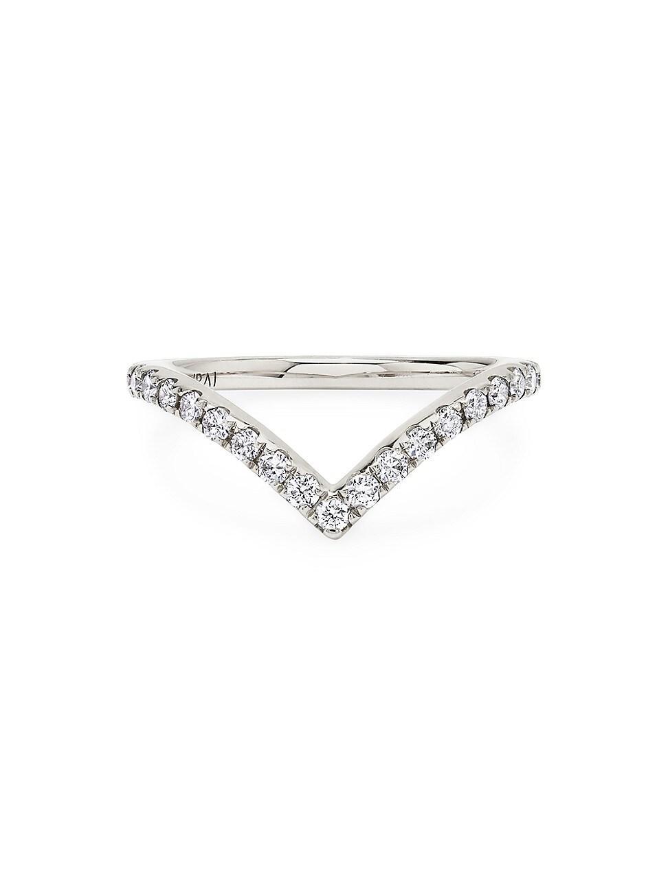 Womens Eternity Bands 14K White Gold & Lab-Grown Diamond Signature V Band - White Gold - Size 6 Product Image