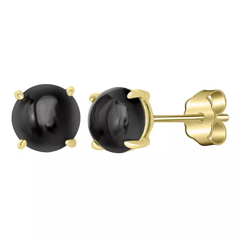 Gemistry 14k Gold Over Sterling Silver Stone Round Stud Earrings, Womens, Black Product Image