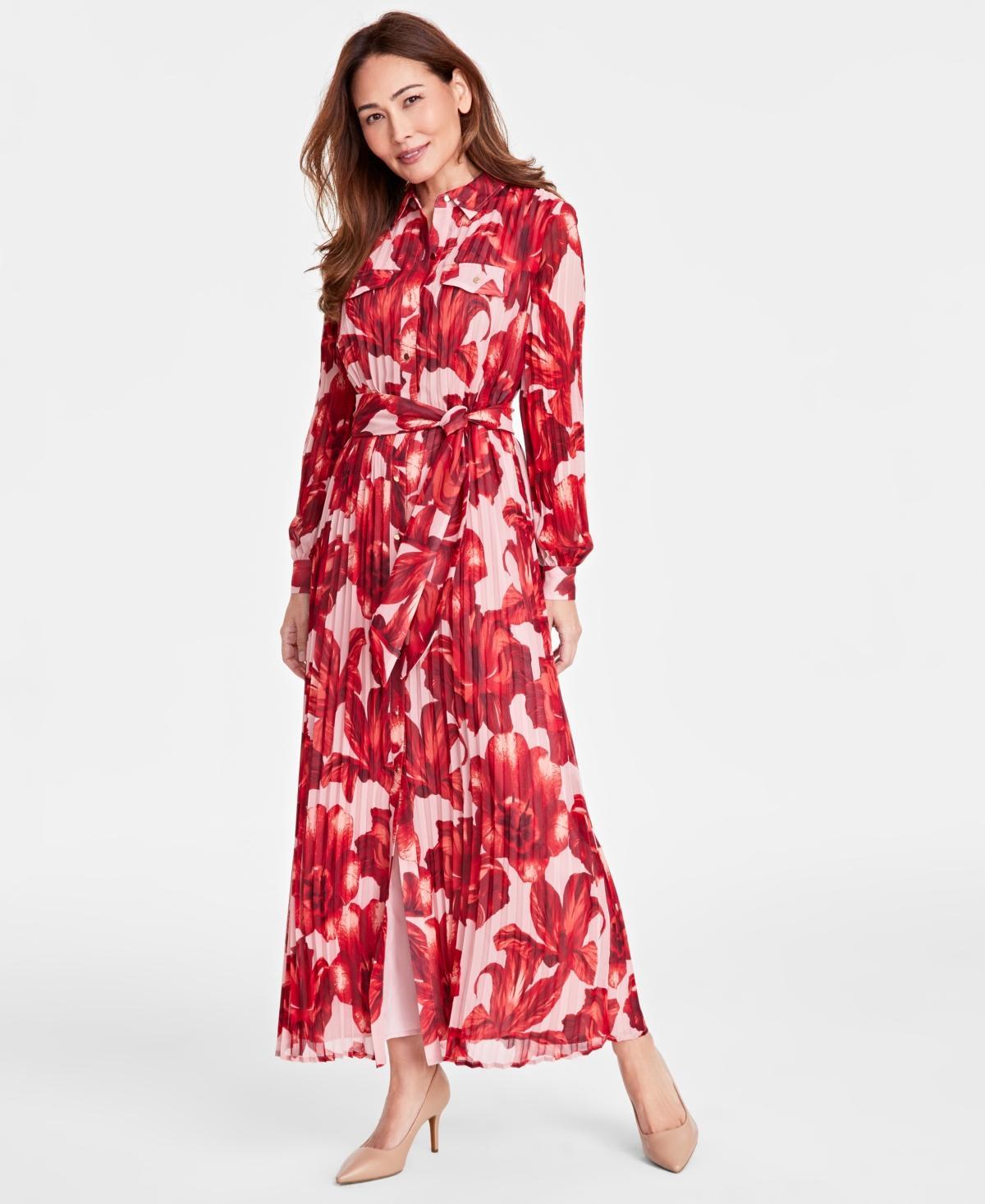 I.n.c. International Concepts Womens Floral-Print Pleated Utility Shirtdress, Created for Macys Product Image