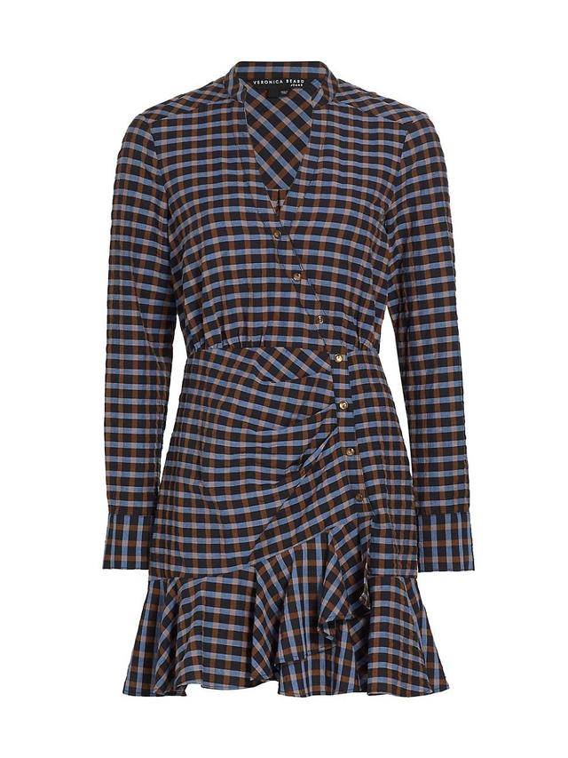 Womens Sherry Checkered Long-Sleeve Minidress Product Image