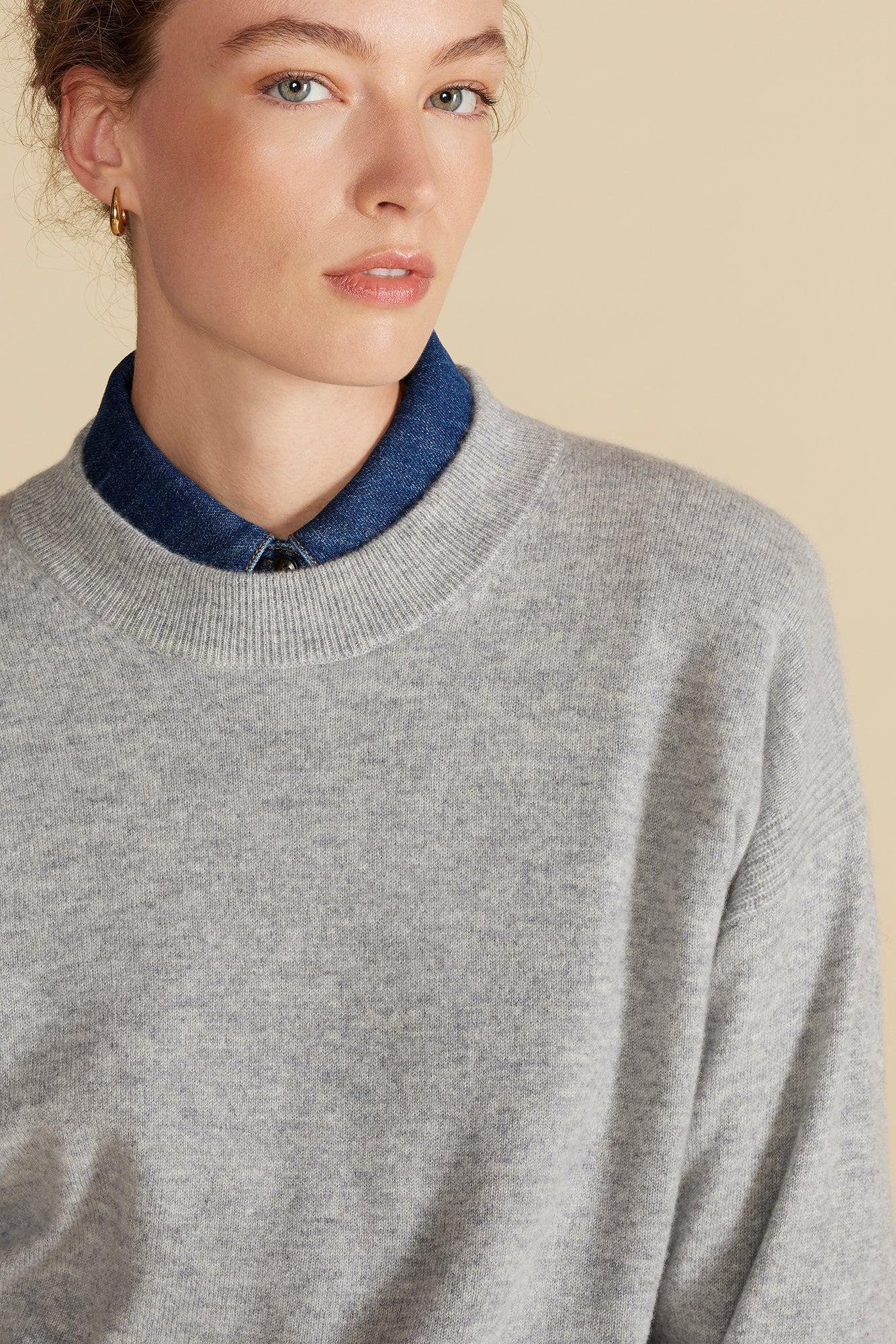 Pearl Cashmere Sweater - Heather Grey Product Image