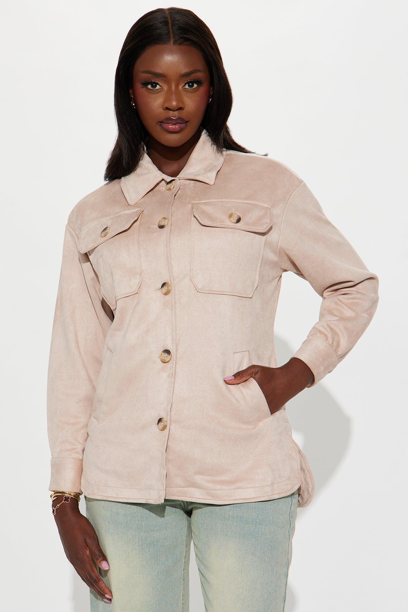 Janet Faux Suede Shacket - Cream Product Image