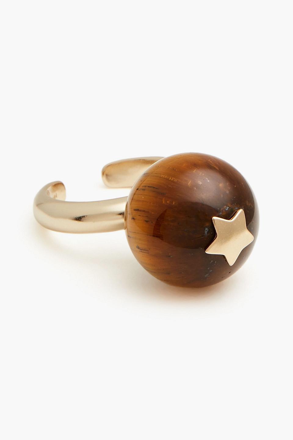 Goldfarbener Ring Mit Quarz In Brown Product Image